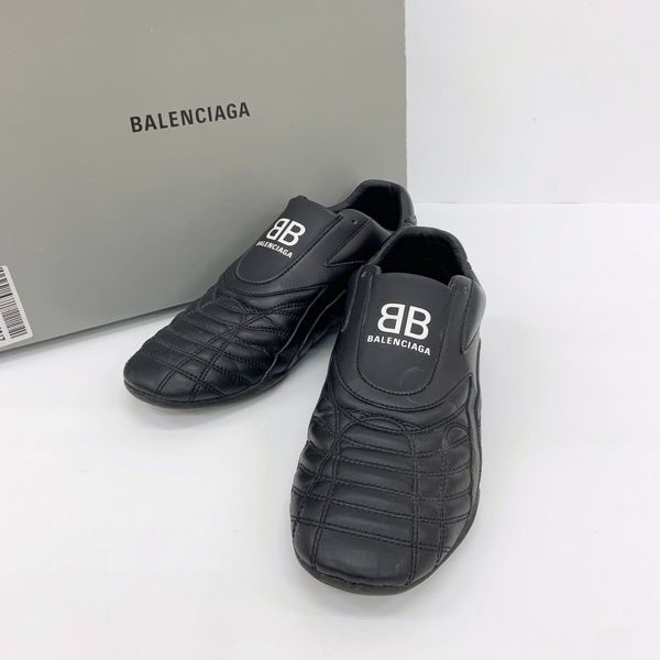 BALENCIAGA バレンシアガ ZEN スニーカー ローカット シューズ 617540 W2CG1 マットレザー ロゴ 付属品付き メンズ サイズ41 ブラック 靴 DF18961■