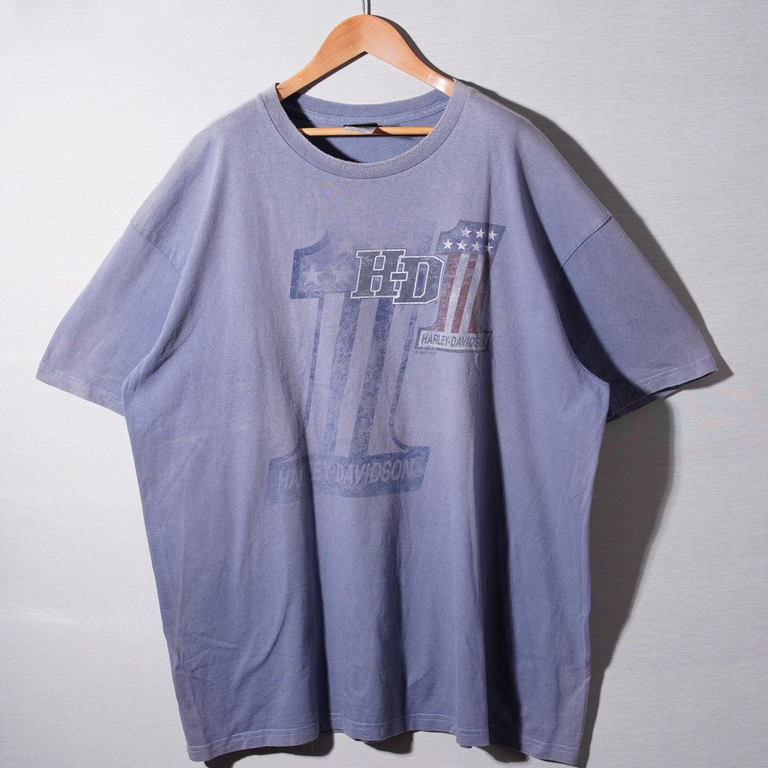 USA製 Harley-Davidson Tシャツ　フェード　ハーレーT 2XL ハーレー Tシャツ 2XL USA製 ブルー フェード 2017年製 ハーレー