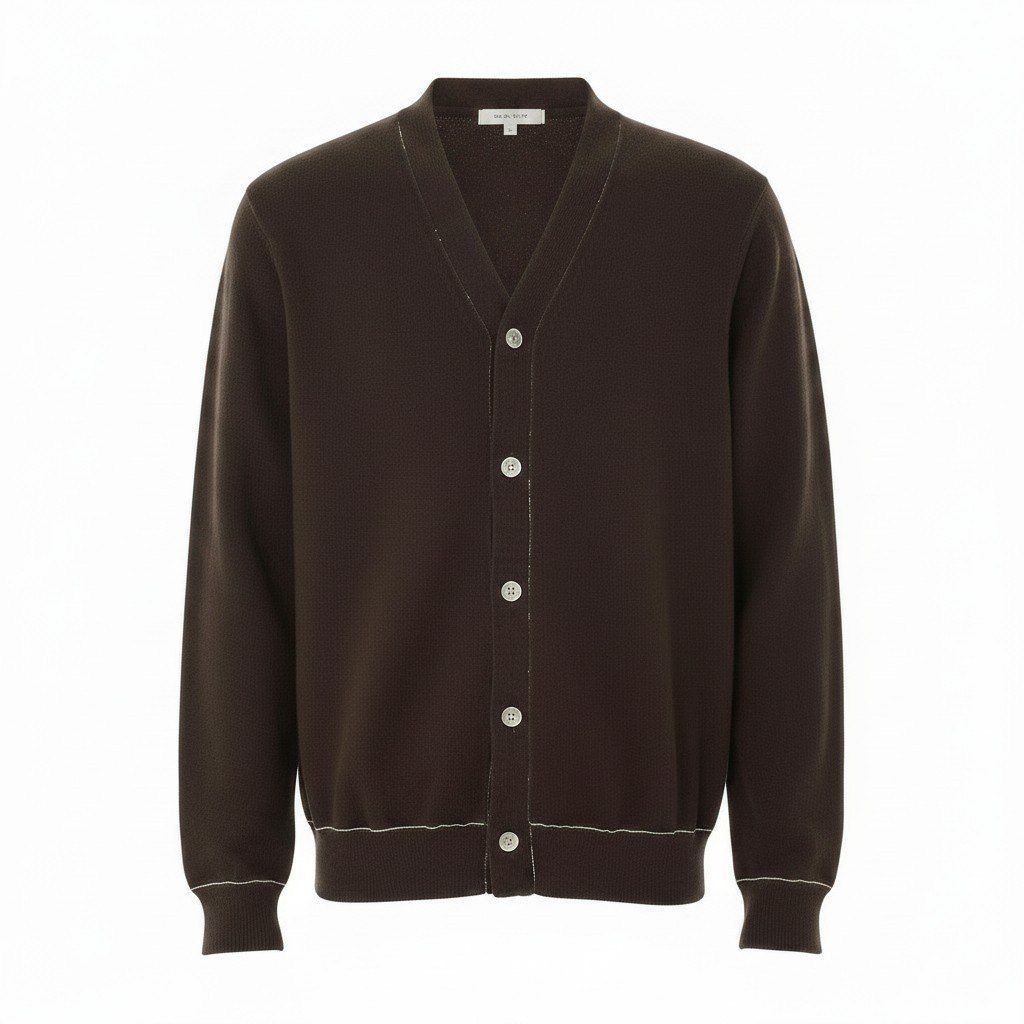 50e8 COMME des GARCONS コムデギャルソン ロングスリーブニットカーディガン Vネック トップス OT-N002 Mサイズ ブラウン ウール100％ メンズ 男性用u02t