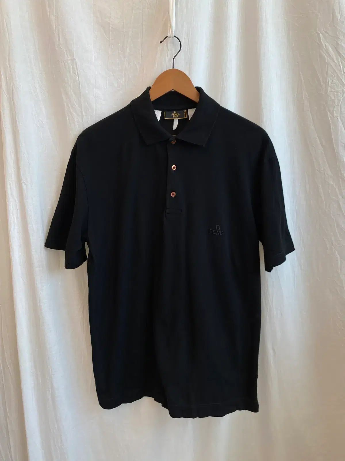 FENDI ブラック ピケ シャツ (MEN L)