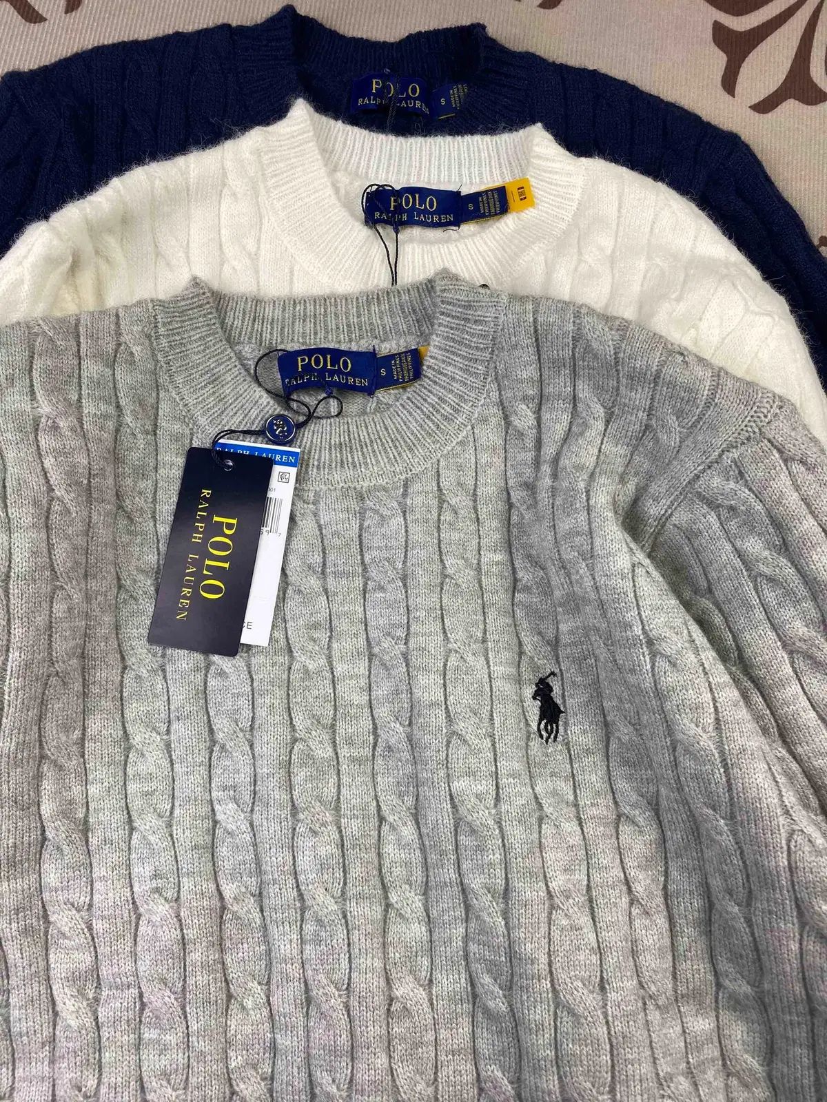 正規品)新品 ポロ ケーブル編み ラウンドネック ニット 3COLOR