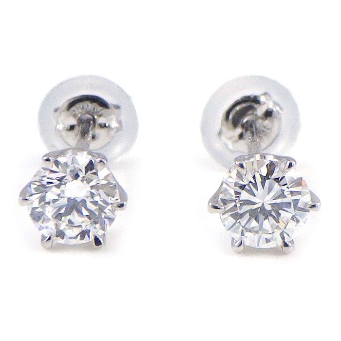 【ダイヤモンド 】 ピアス ソリテール ソリティア スタッド ラウンド ダイヤモンド 0.270ct(F/VS2/GD) / 0.281ct(F/VS2/GD) PT900