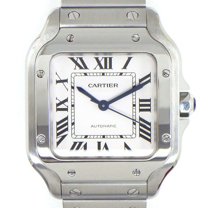 カルティエ Cartier 腕時計 サントスMM WSSA0029 スクエア ホワイト文字盤 ローマンインデックス SS 自動巻き 【箱・保付き】 【中古】