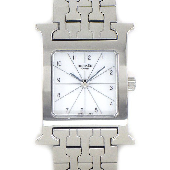 エルメス HERMES 腕時計 Hウォッチ HH1.210 スクエア ホワイト文字盤 SS クオーツアナログ 【中古】