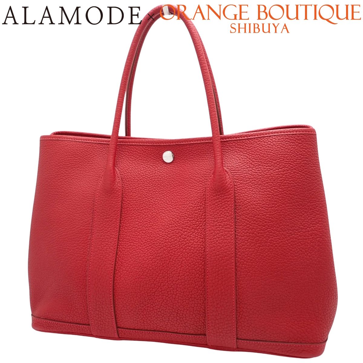 HERMES(エルメス) ガーデンパーティPM ルージュピマン レッド赤 ネゴンダ パラジウム金具 シルバー金具 T刻印 ハンドバッグ トートバッグ レディース 40802194720【アラモード】