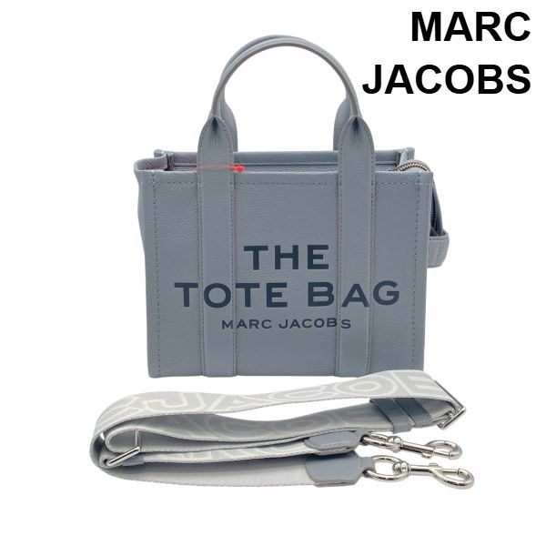 美品 マークジェイコブス MARC JACOBS ザ トートバッグ ミニ ショルダーバッグ 2WAY ロゴデザイン ウルフグレー 牛革 ユニセックス 6D226