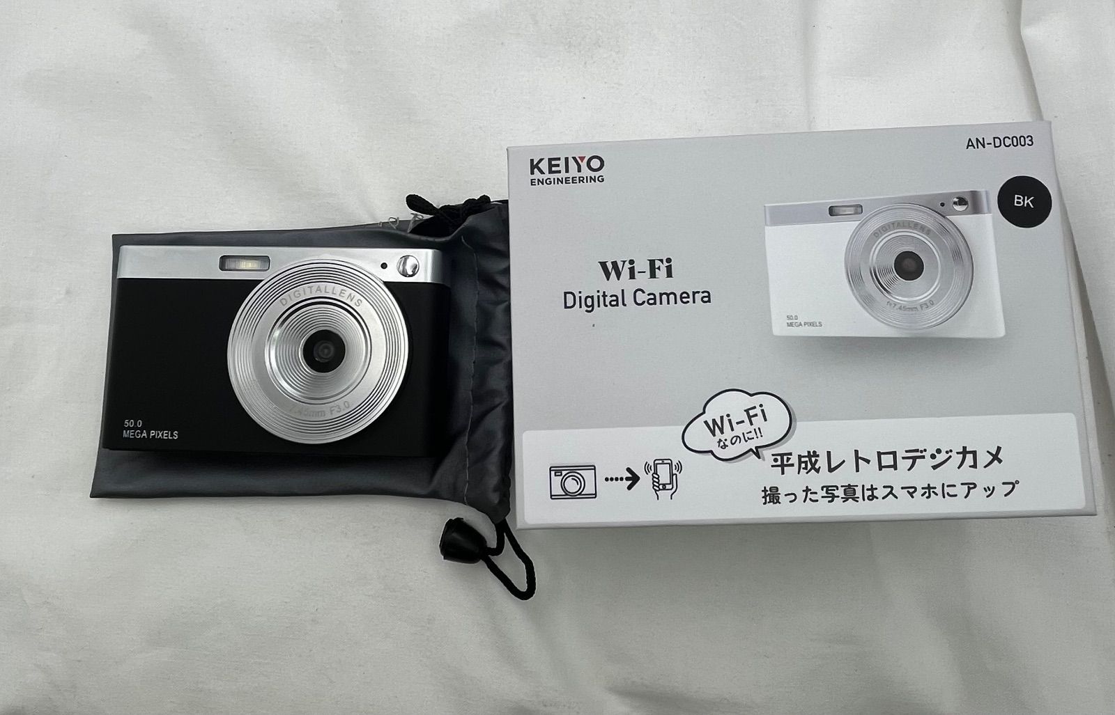 ▽KEIYO　ケイヨー　Wi-Fiデジタルカメラ　AN-DC003　マットブラック　通電〇　10960