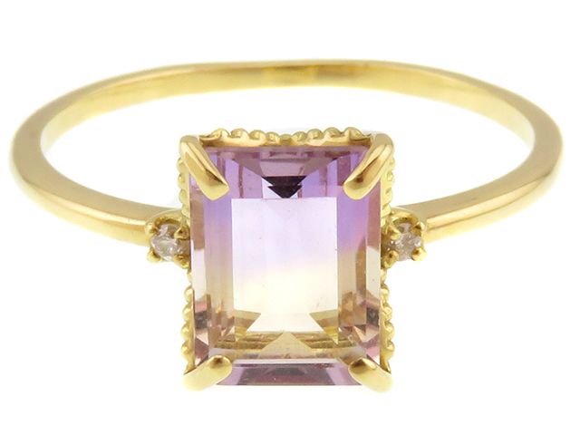 JEWELRY　ジュエリー　リング・指輪　K18　ゴールド　バイカラートルマリン　ダイヤモンド0.02　約2.0ｇ　14号　2147200581484【中古】【207】