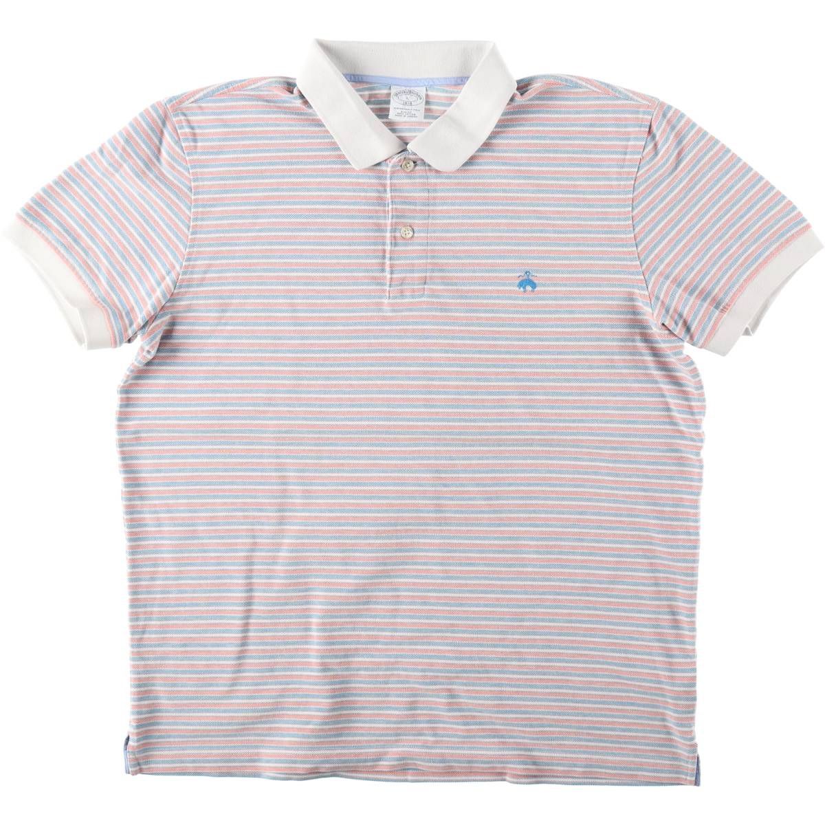 古着 ブルックスブラザーズ Brooks Brothers 1818 SLIM FIT 長袖 ボーダー ポロシャツ メンズL相当/eaa644727