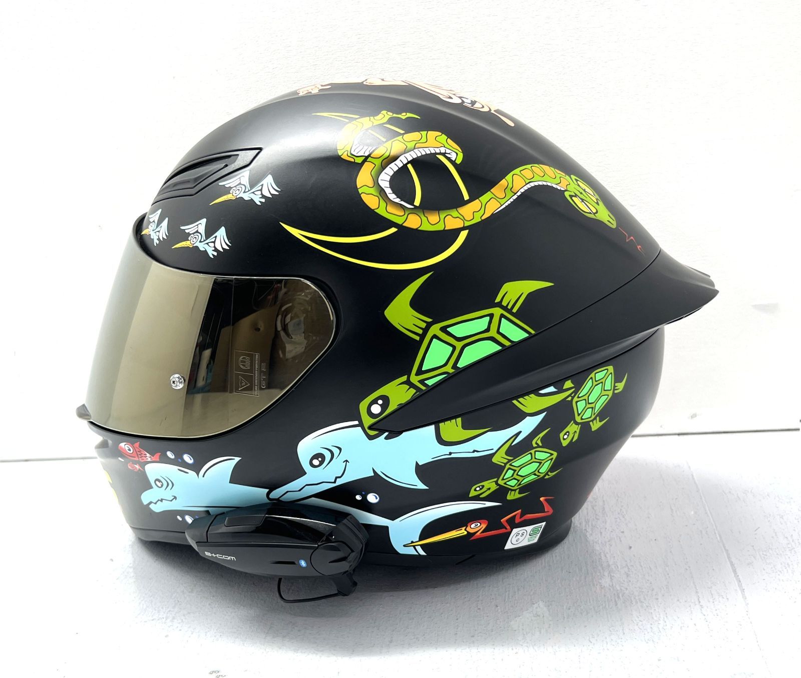 [盛岡69-0022] AGV K1 WHITE ZOO MATT BLACK Mサイズ Type 0T45J インカム B+COM ONE付き【中古/100】