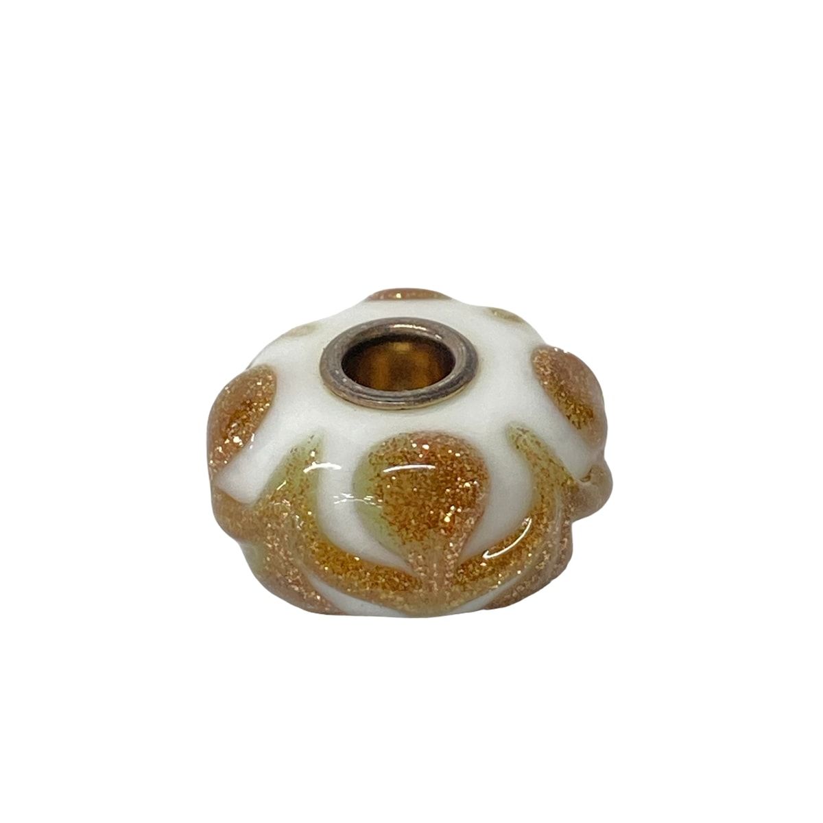 TROLLBEADS(トロールビーズ) ペンダントトップ - 白×ブロンズ×シルバー