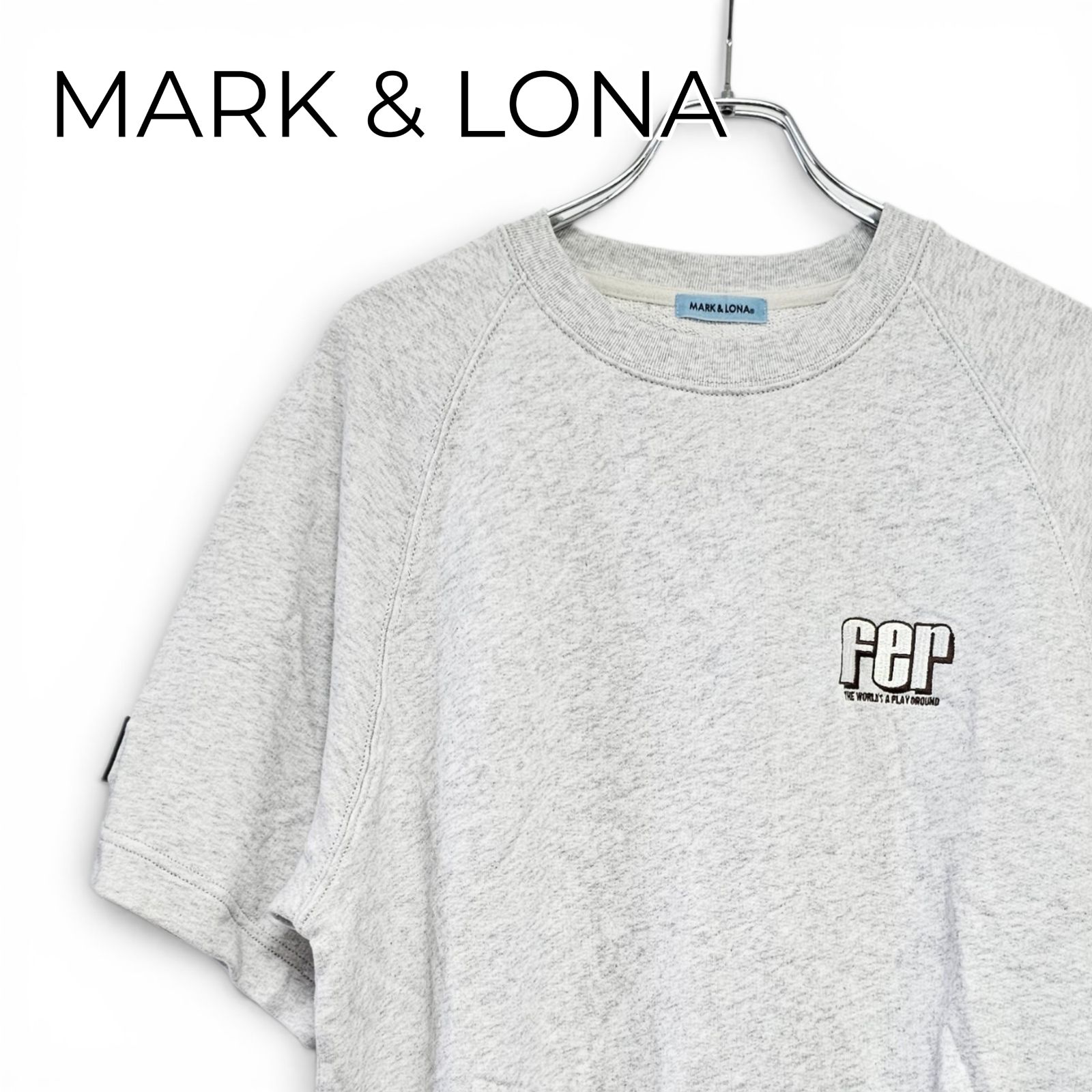 MARK & LONA マーク＆ロナ グレー メンズ トップス 半袖 トレーナー スウェット クルーネック シンプル【サイズ46】Mサイズ相当 469KJ