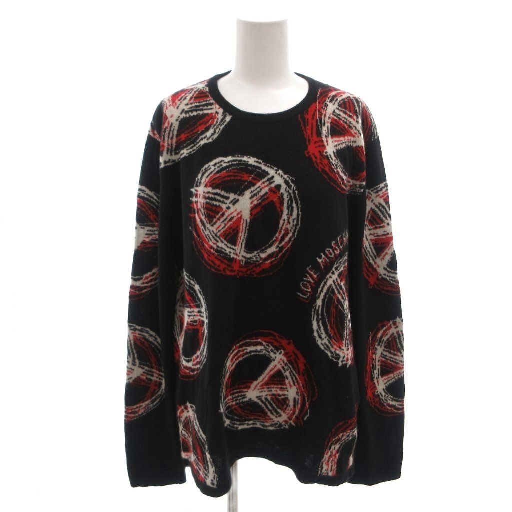 ラブモスキーノ LOVE MOSCHINO ニット セーター 総柄 ウール混 カシミヤ混 長袖 L 黒 ブラック /FF ■GY62