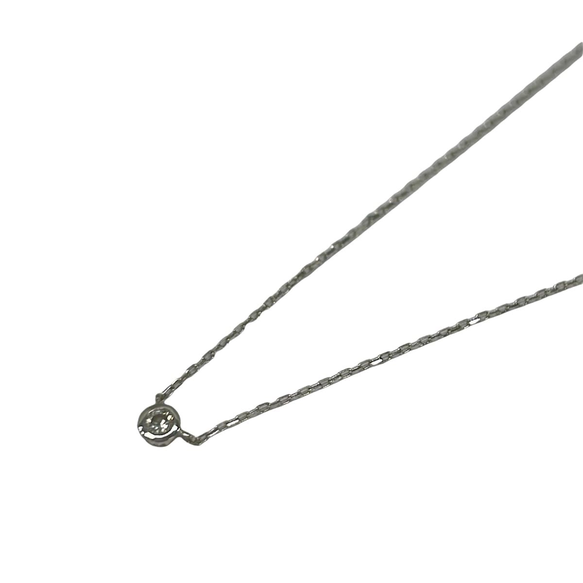 Enasoluna(エナソルーナ) ネックレス美品 - K10WG×ダイヤモンド 1Pダイヤ/ダイヤ約0.04カラット