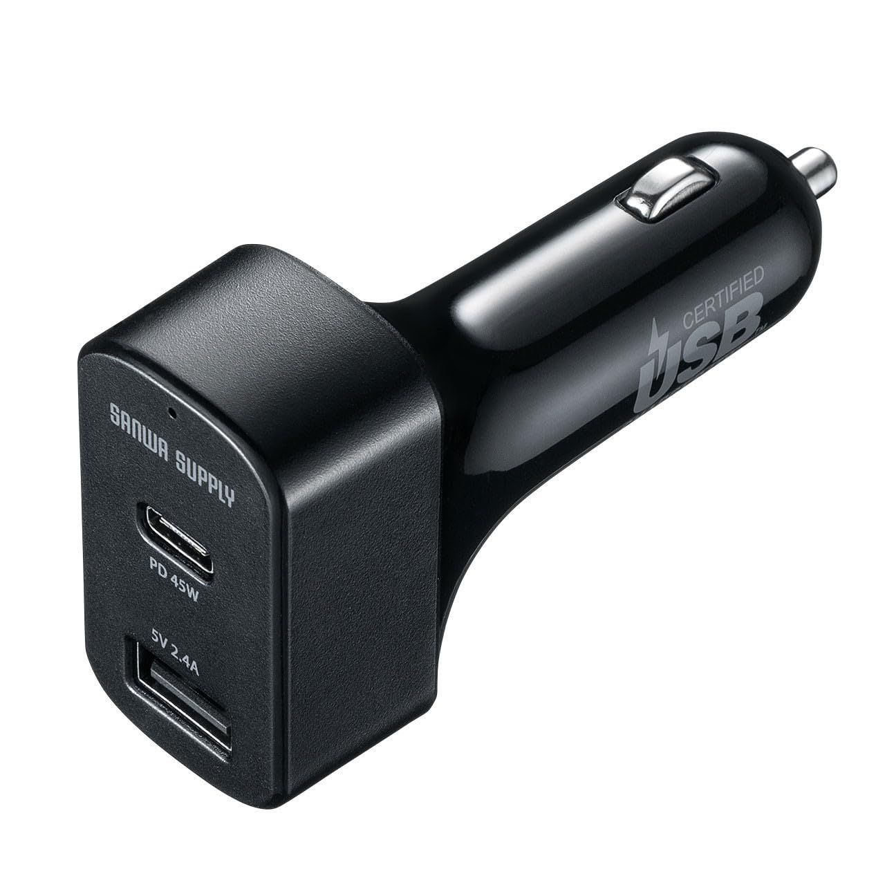 サンワサプライ USB Power Delivery対応カーチャージャー(2ポート・57W) スマホ・タブレット・ノートPC対応 CAR-CHR77PD