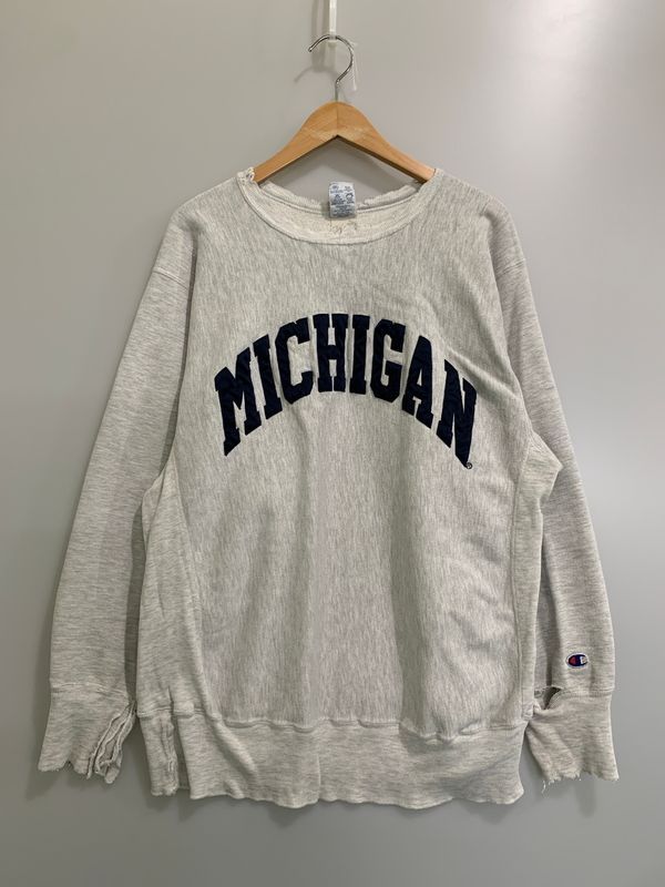 【現状渡し品】 CHAMPION REVERSE WEAVE チャンピオンリバースウィーブ 90S メキシコ製 MICHIGAN COLLEGE LS SWEAT SHIRT スウェット トレーナー 【146-260508-AS-45-min】