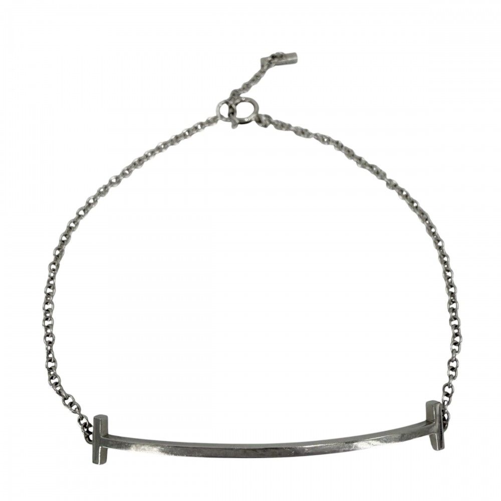 ティファニー ブレスレット レディース Tスマイル 18金WG Au750 アクセサリー ジュエリー TIFFANY&Co. K18ホワイトゴールド 約2.6g【中古品】