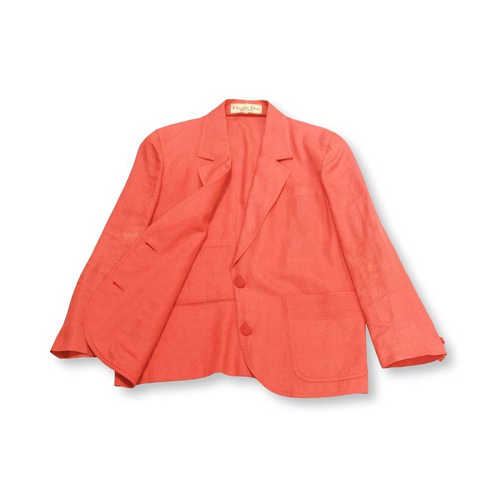 Christian Dior PRET-A-PORTER クリスチャン ディオール プレタポルテ リネン テーラード ジャケット size M レディース ピンク