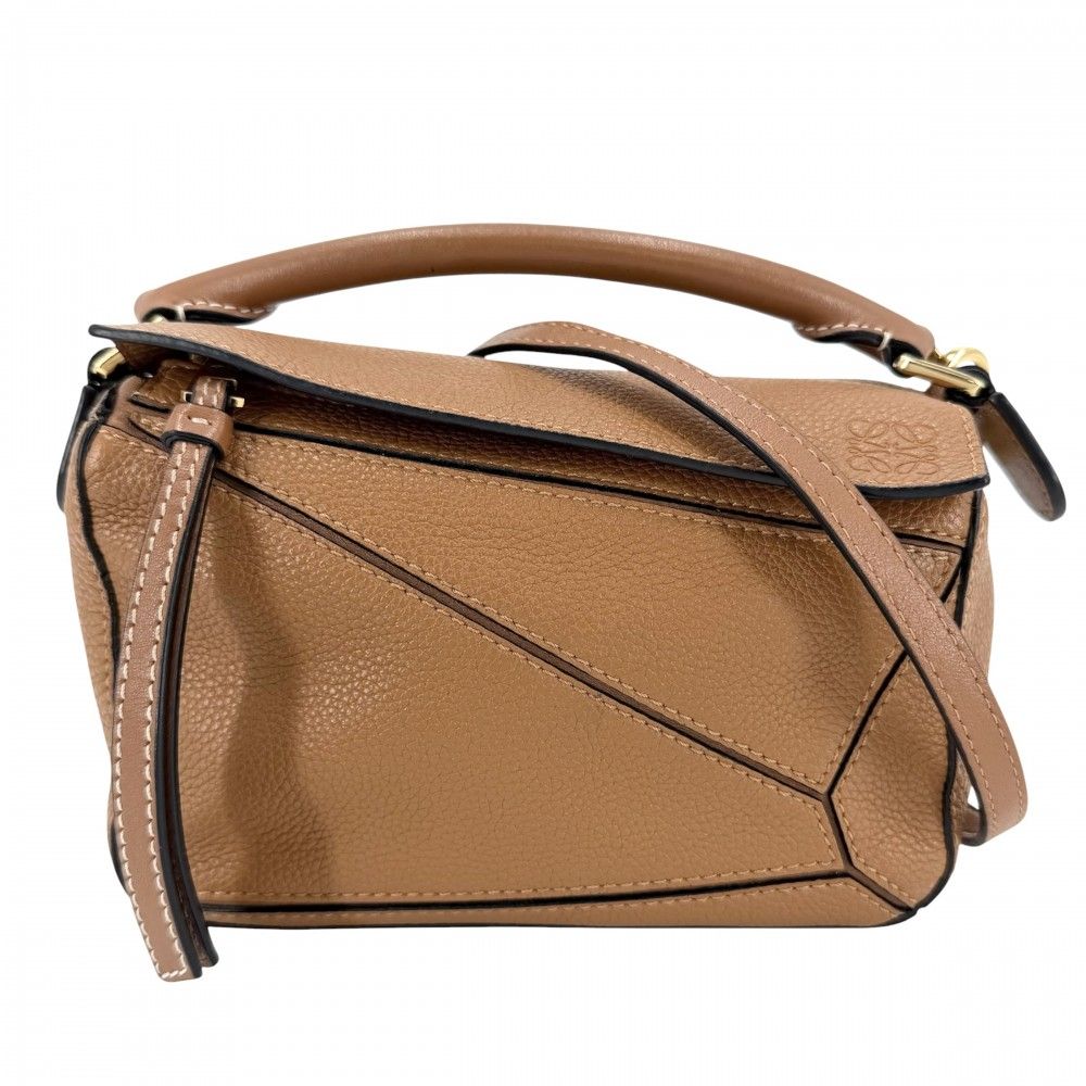 ロエベ 2WAY レディース パズルバッグ ナノ ハンドバッグ ショルダーバッグ 肩掛け 斜め掛け 小さめ LOEWE レザー ブラウン 茶 ゴールド金具【中古品】 101,200円