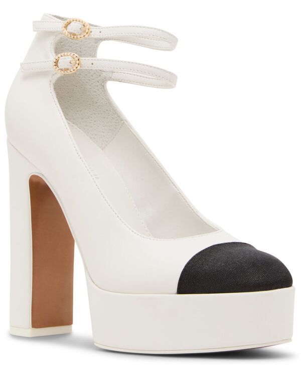 スティーブ マデン レディース シューズ パンプス プラットフォーム キャップ Steve Madden Womens Peyton CapToe Platform MaryJane Pumps White ホワイト