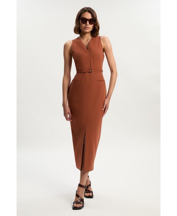 カレンミレン レディース トップス ワンピース マキシワンピース マキシ Karen Millen Womens Belted Pencil Maxi Dress Rust ラスト