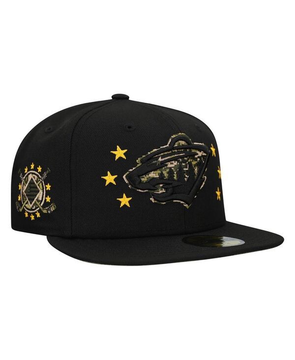ニューエラ メンズ アクセサリー 帽子 New Era Mens Black Minnesota Wild Military Appreciation Digital Camo Stars 59FIFTY Fitted Hat Black ブラック