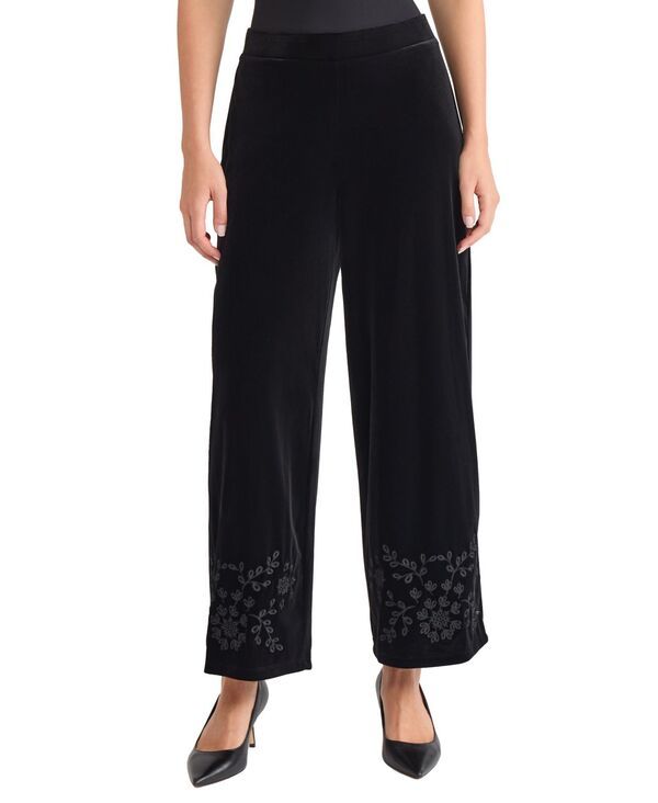 ジョーンズニューヨーク レディース ボトムス カジュアルパンツ ワイドレッグ パンツ 刺繍 Jones New York Womens Embroidered Wide Leg Pants Jones Black ブラック