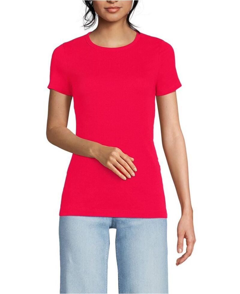 ランズエンド レディース トップス Tシャツ トール シャツ Lands End Womens Tall Micro Rib TShirt Berry rouge