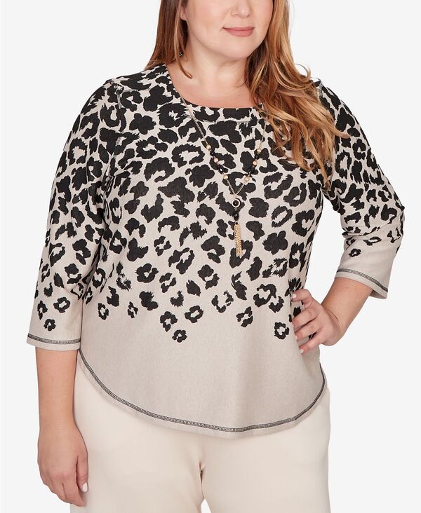 アルフレッド ダナー レディース トップス シャツ クルーネック アニマル柄 プラスサイズ プリント レース Alfredunner Plusize Seville Animal Print Crew Neck Top with Necklace Neutra 15,315円