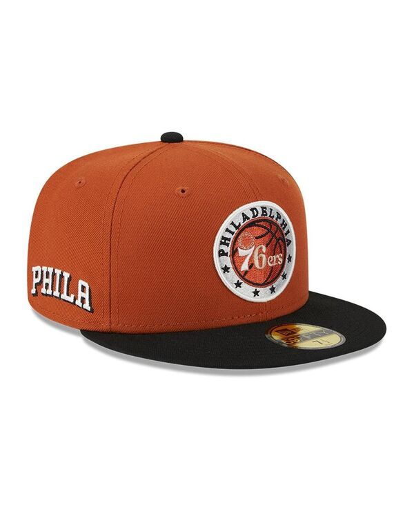 ニューエラ メンズ アクセサリー 帽子 New Era Mens Rust Black Philadelphia 76ers TwoTone 59FIFTY Fitted Hat Rust Black ブラック