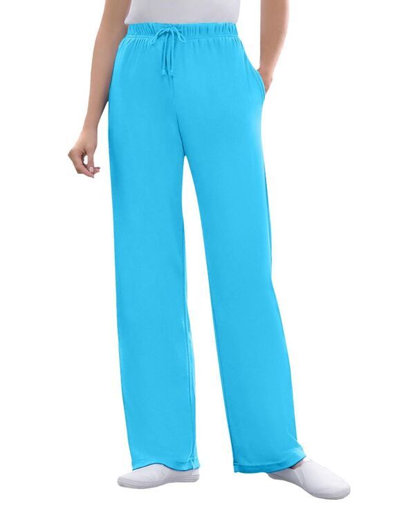 ウーマン ウィズイン レディース ボトムス カジュアルパンツ ストレート プラスサイズ トール ニット Woman Within Womens Plus Size Tall Sport Knit Straight Leg Pant Paradise blue