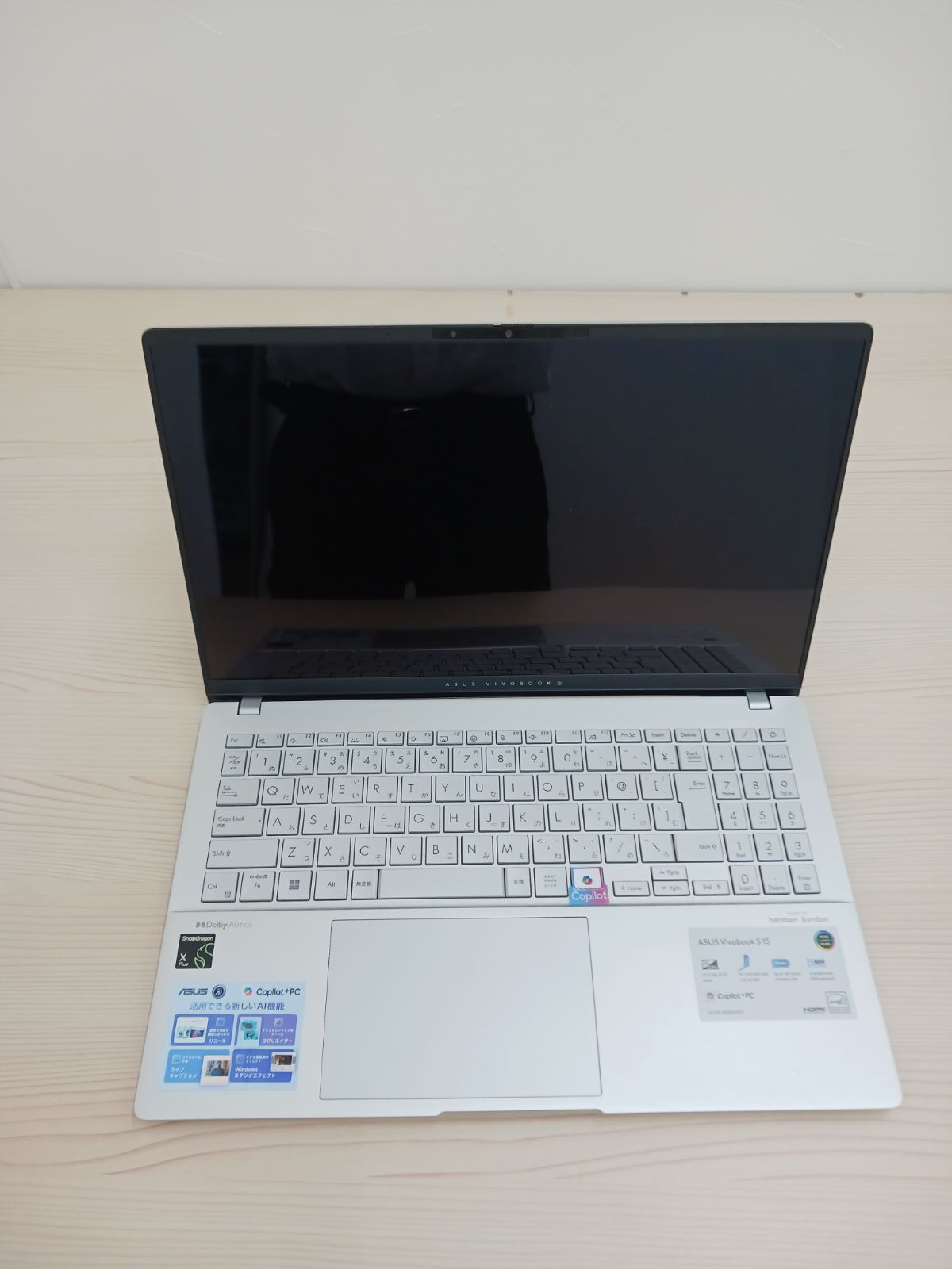 【展示商品】 ASUS エイスース ノートパソコン Vivobook S 15 [ Copilot+ PC / 15.6型 / Win11 / Snapdragon X Plus / メモリ16GB / SSD512GB ] S5507QA-PU165W