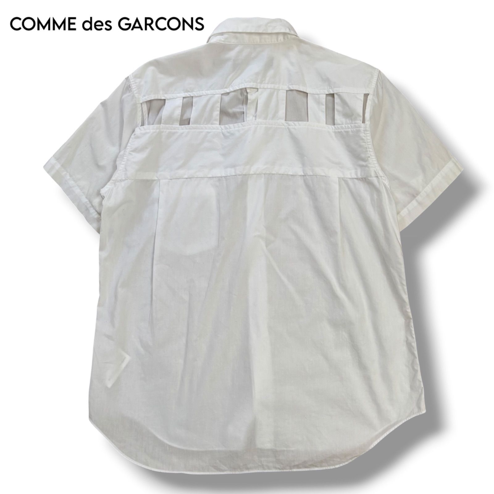 【BLACK COMME des GARCONS】AD2012 ラダーカット バックデザイン半袖シャツ　M