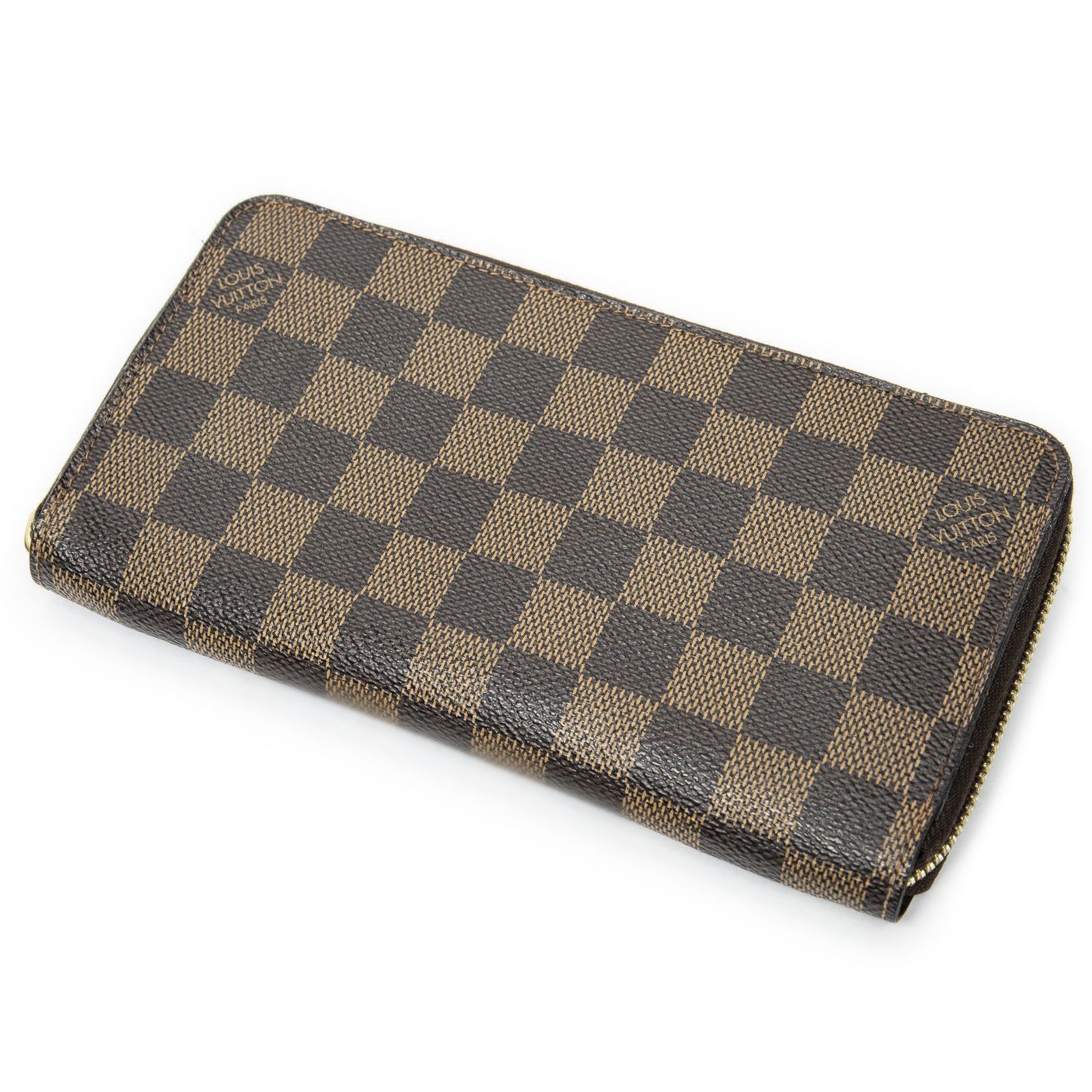 [中古] LOUIS VUITTON ルイヴィトンジッピーウォレット茶色ダミエ エベヌA