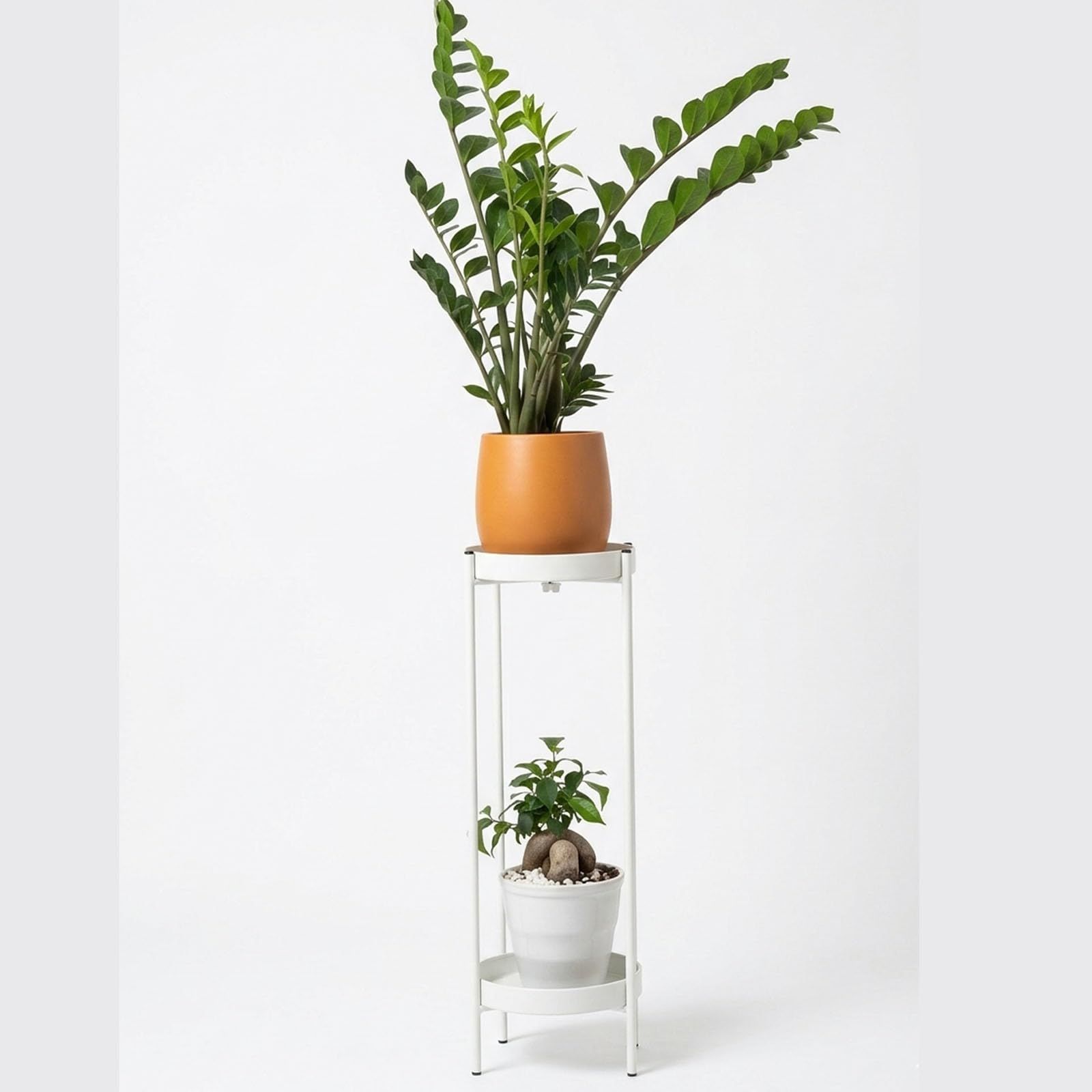ガーデンラック 2段 フラワースタンド 室内 プランタースタンド 玄関 花台 観葉植物台 植物スタンド おしゃれ 屋外 鉢スタンド お花 観葉植物 花瓶置き台 ベランダ (80cm, ホワイト)as