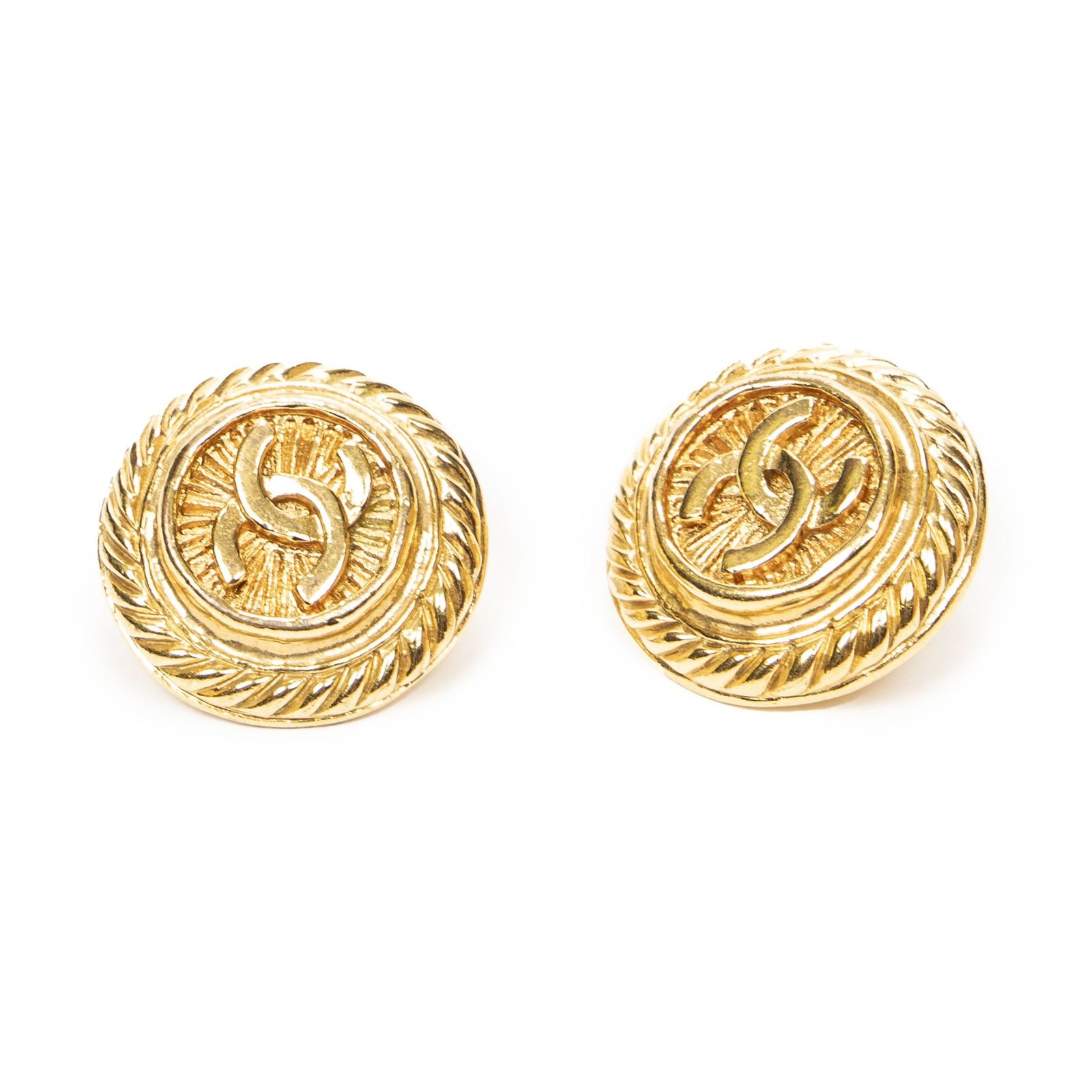 [中古] CHANEL シャネルココマーク ラウンド クリップタイプ イヤリング金金メッキA