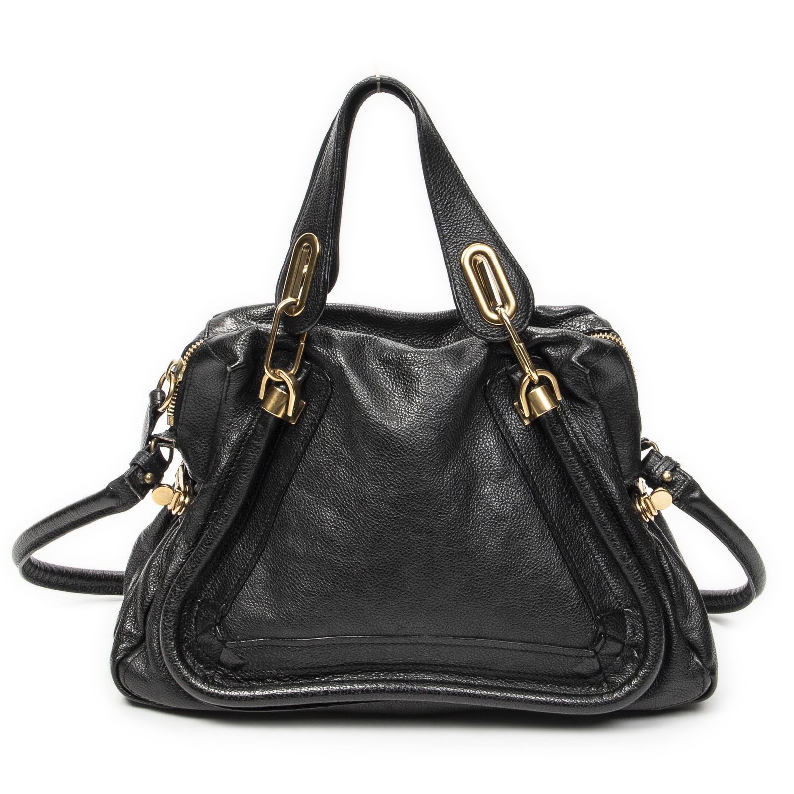 [中古] CHLOE クロエミディアムパラティ黒グレインカーフスキンレザーA