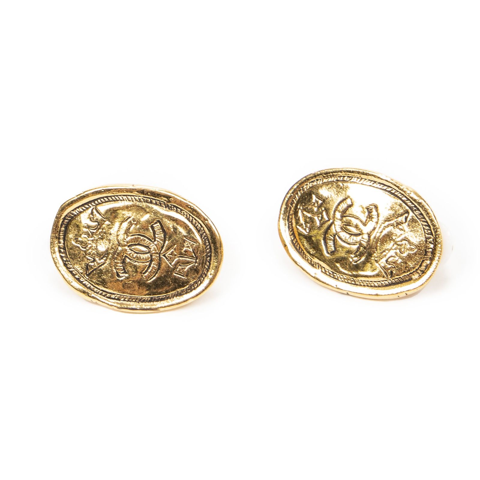 [中古] CHANEL シャネルCCオーバルクリップオンイヤリング金金メッキA
