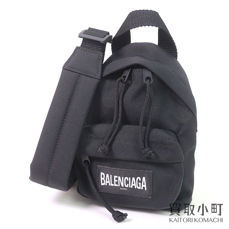 バレンシアガエクスプローラー ミニクロスボディ バッグ ブラック スリング ショルダーバッグ バックパック ポシェット 斜め掛け 656060 2JMRX 1000 #V EXPLORER MINI BACK PACK NOIR