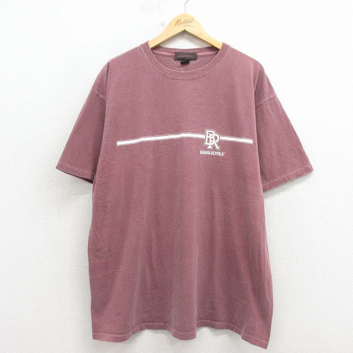 XL/古着 バナナリパブリック 半袖 ブランド ビンテージ Tシャツ メンズ 00年代 00s ワンポイントロゴ 大きいサイズ コットン クルーネック USA製 エンジ【spe】 26apr11