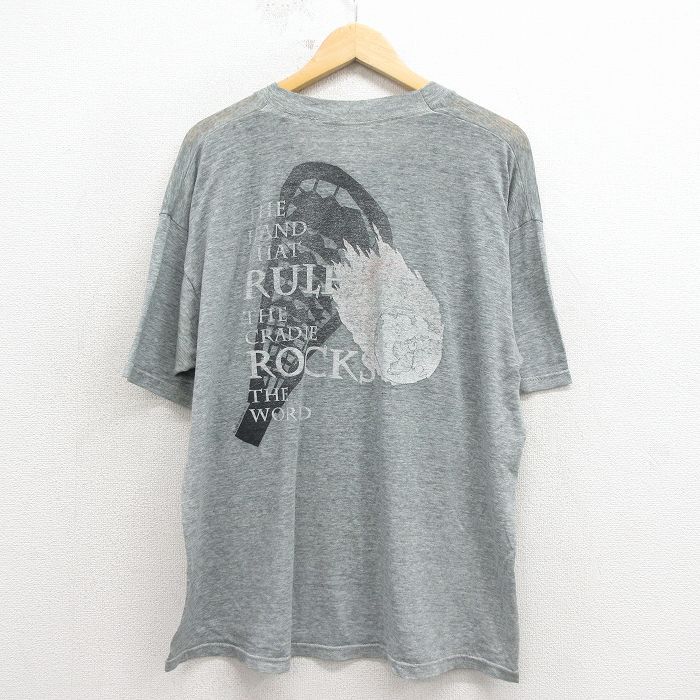 XL/古着 フルーツオブザルーム 半袖 ビンテージ Tシャツ メンズ 90年代 90s ラクロス 大きいサイズ クルーネック グレー 霜降り 26apr11