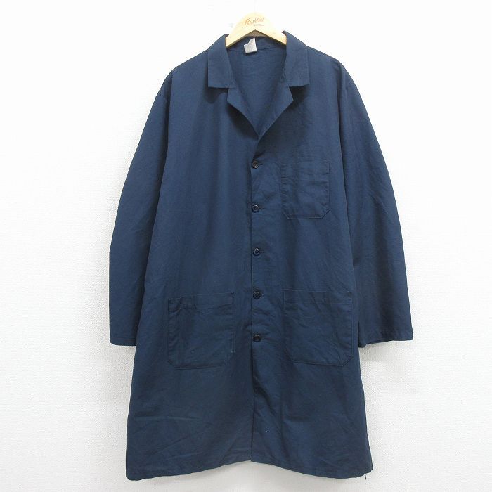 XL/古着 レッドキャップ 長袖 ワーク ジャケット メンズ 90年代 90s 大きいサイズ ロング丈 開襟 オープンカラー USA製 紺【spe】 26apr11