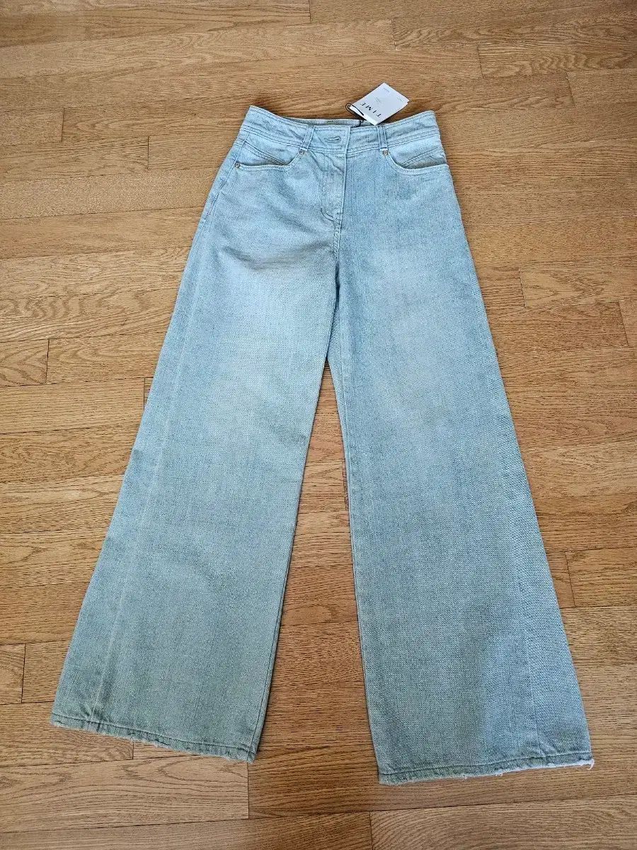 (新品) タイム ウォッシュド ワイド デニムパンツ