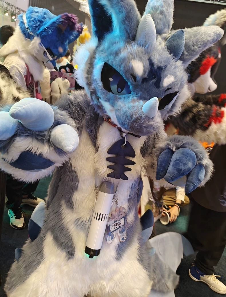 ★着ぐるみ ケモノ体 フルスーツ セット NO.123 ドラゴン 青 全頭ヘッド ファースーツ ぬいぐるみ コスプレ コスチューム 一点物