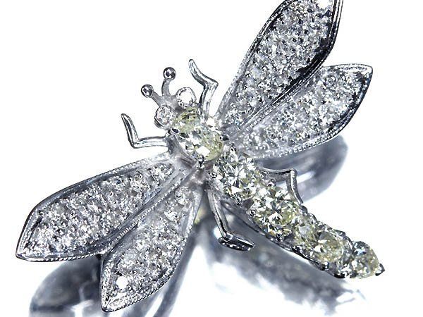 3IVM18419SS【売り切り】新品【RK宝石】《Diamond》極上イエローダイヤ 0.93ct 脇石ダイヤ 総計0.5ct K18WG 超高級ブローチ ドラゴンフライ ダイヤ ジュエリー