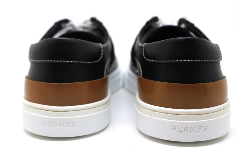HERMES エルメス 靴 ディープ スニーカー くつ レザー ブラック メンズ【中古】