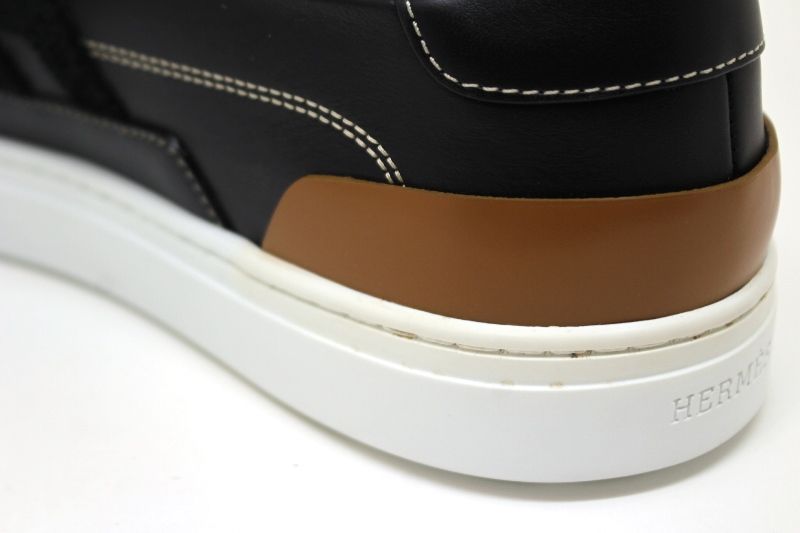 HERMES エルメス 靴 ディープ スニーカー くつ レザー ブラック メンズ【中古】