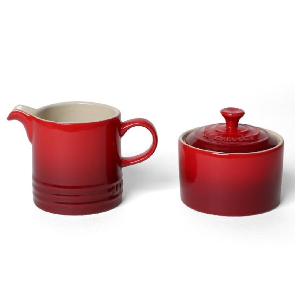 Le Creuset ル・クルーゼ シュガーボウル＆クリーマー セット レッド 赤 ストーンウェア 食器 キッチン用品 ティータイム ギフト