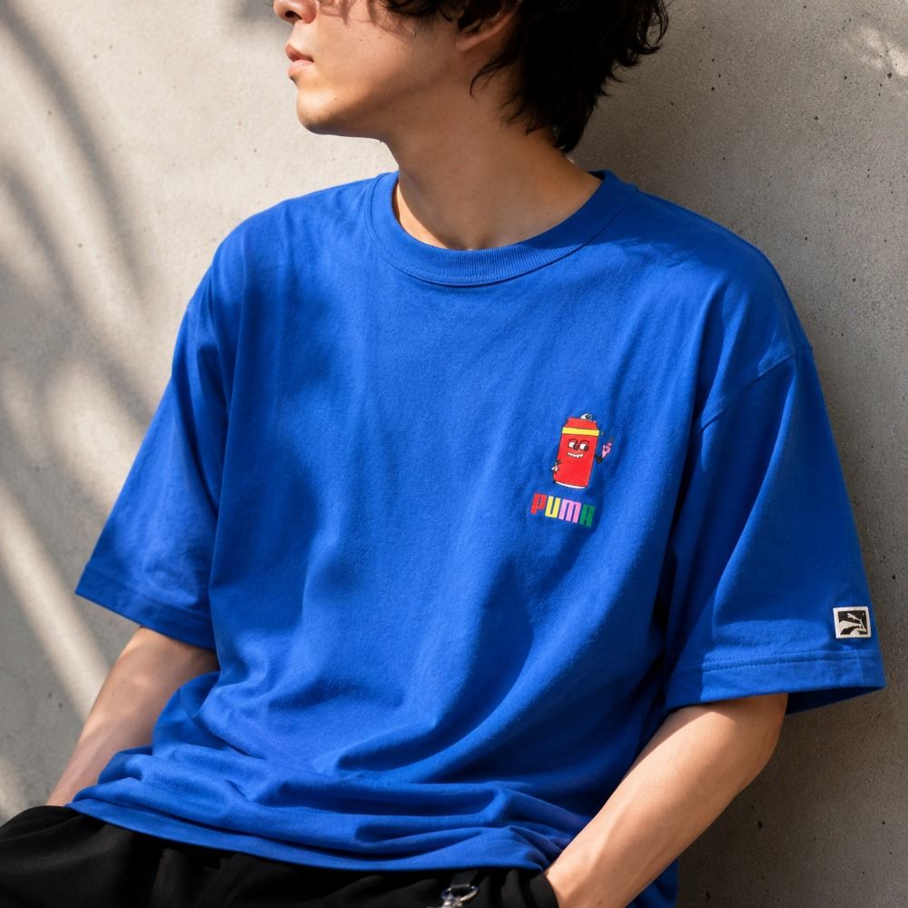 PUMA DOWNTOWN グラフィックTシャツ Lサイズ ブルー 半袖 カジュアル ストリート プーマ メンズ レディース 6,240円