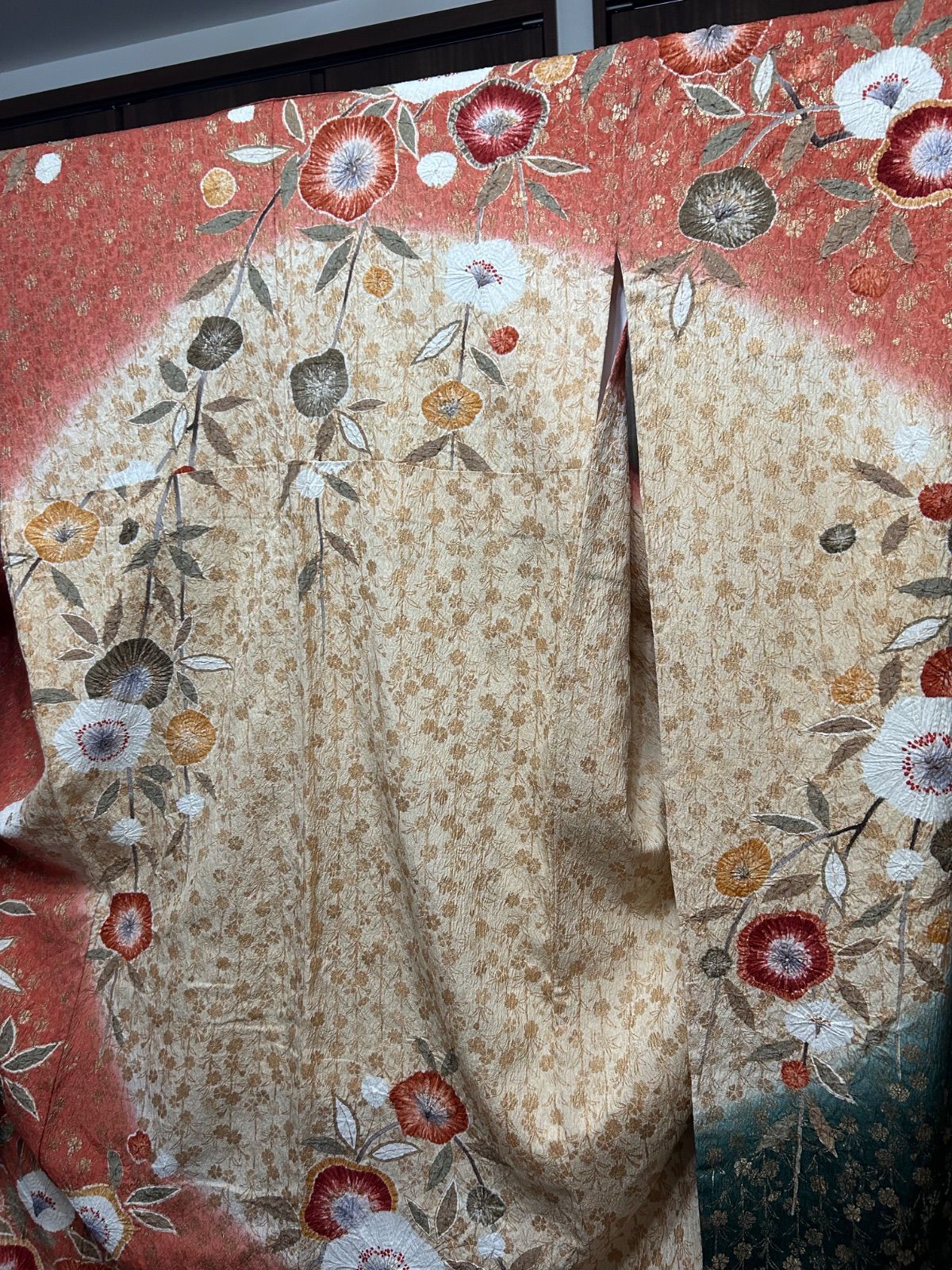 振袖 豪華 辻が花 絞り 金彩 金通し ふくれ織 茜色 正絹 逸品 中古品 着物 管理番号 KKVCH21 振袖 豪華 辻が花 絞り 金彩 金通し ふくれ織 茜色 正絹 逸品 中古品 着物 管理番号 KKVCH21